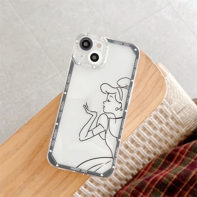 Soft Case Tpu Motif Anime Princess Line Compatible for iPhone 11 Pro Max iPhone 14 13 12 Pro Max X Xr Xs Se 2020 Max 7plus 8plus 8 7 6 6s plus Anime Princess Line TPU Soft Silicone Phone Protective Back Cover