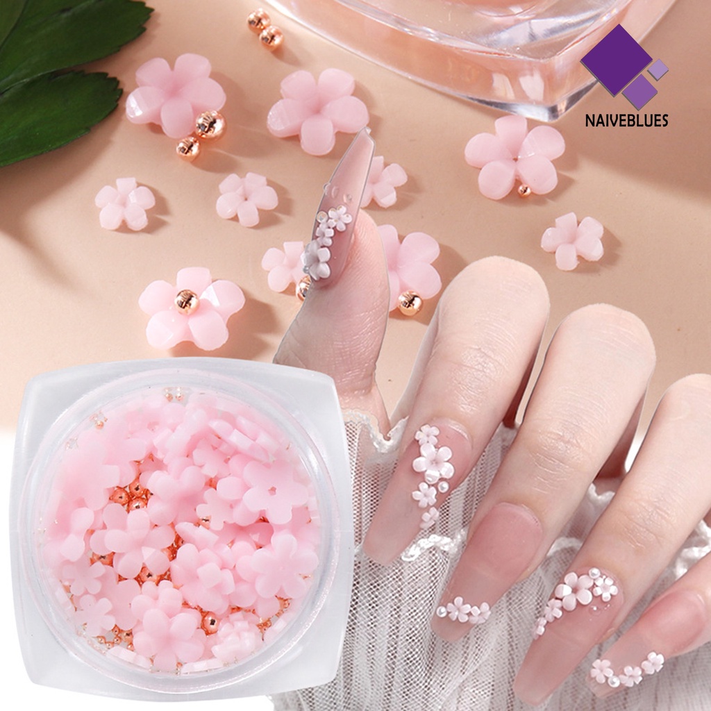 Naiveblue 1 Kotak Dekorasi Nail Art 3D Bahan Resin Warna Gradasi