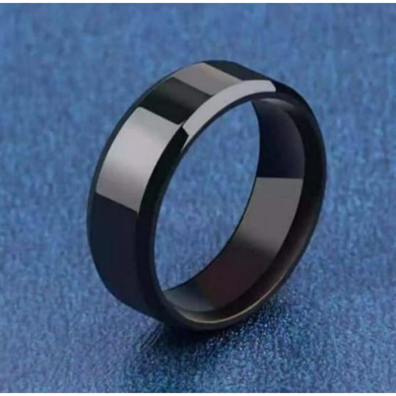 Cincin Titanium Pria Wanita Keren Unisex Hitam Titanium Grade A Asli Stainless Steel 316L Korea-Cincin Hitam Polos Original Stainless Steel Korea