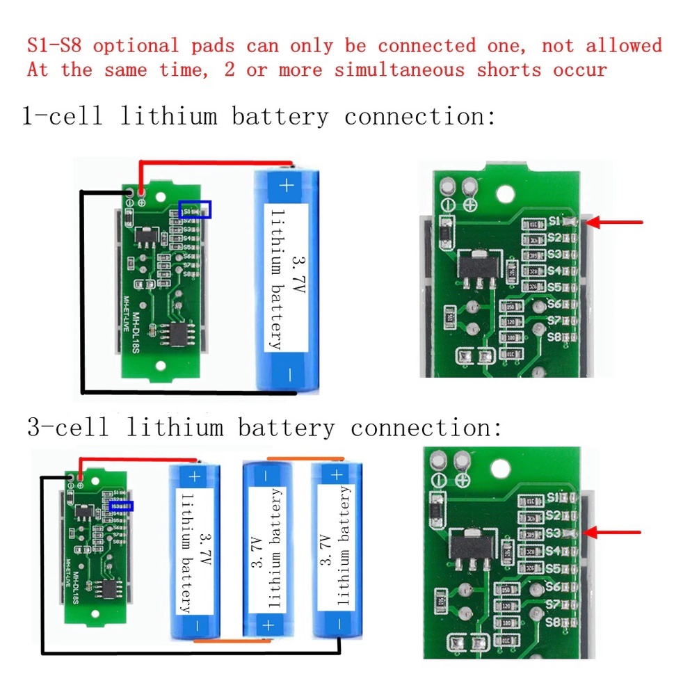 Indikator Kapasitas Baterai Lithium 1S 2S 3S 4S 5S 6S 7S 8S Optional