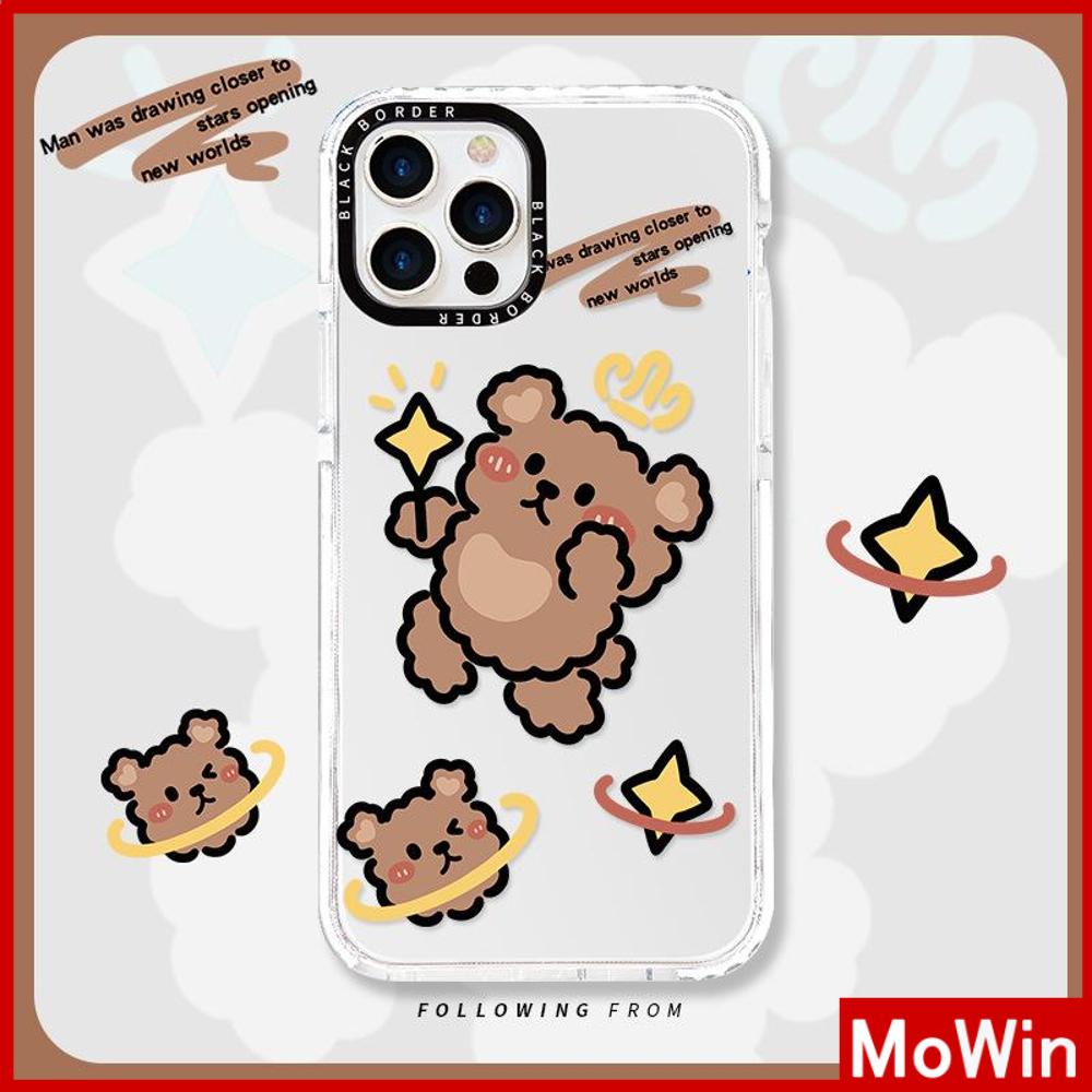 Soft Case Silikon Transparan Tebal Shockproof Motif Brown Bear Untuk iPhone 13 Pro Max 12 Pro Max 11 7 Plus