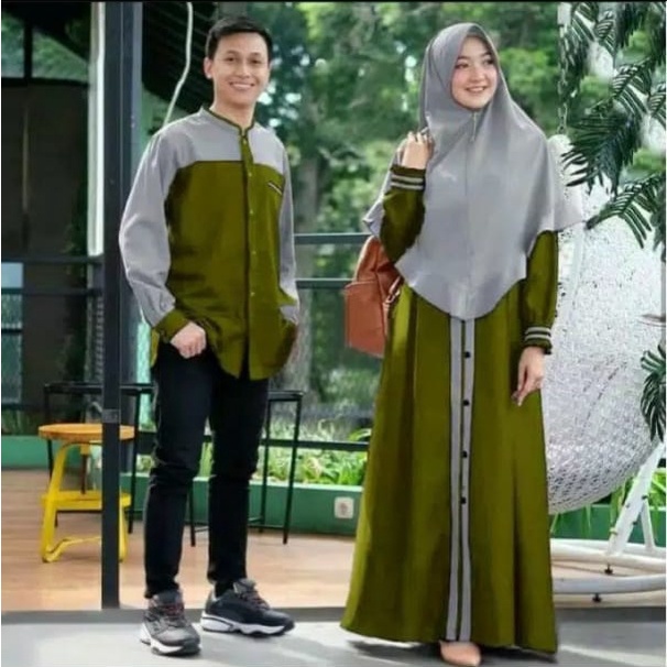 baju couple pasangan radhani set gamis couple keluarga kapelan suami istri kapel pacar lamaran lebaran kekinian terlaris terbaru 2022