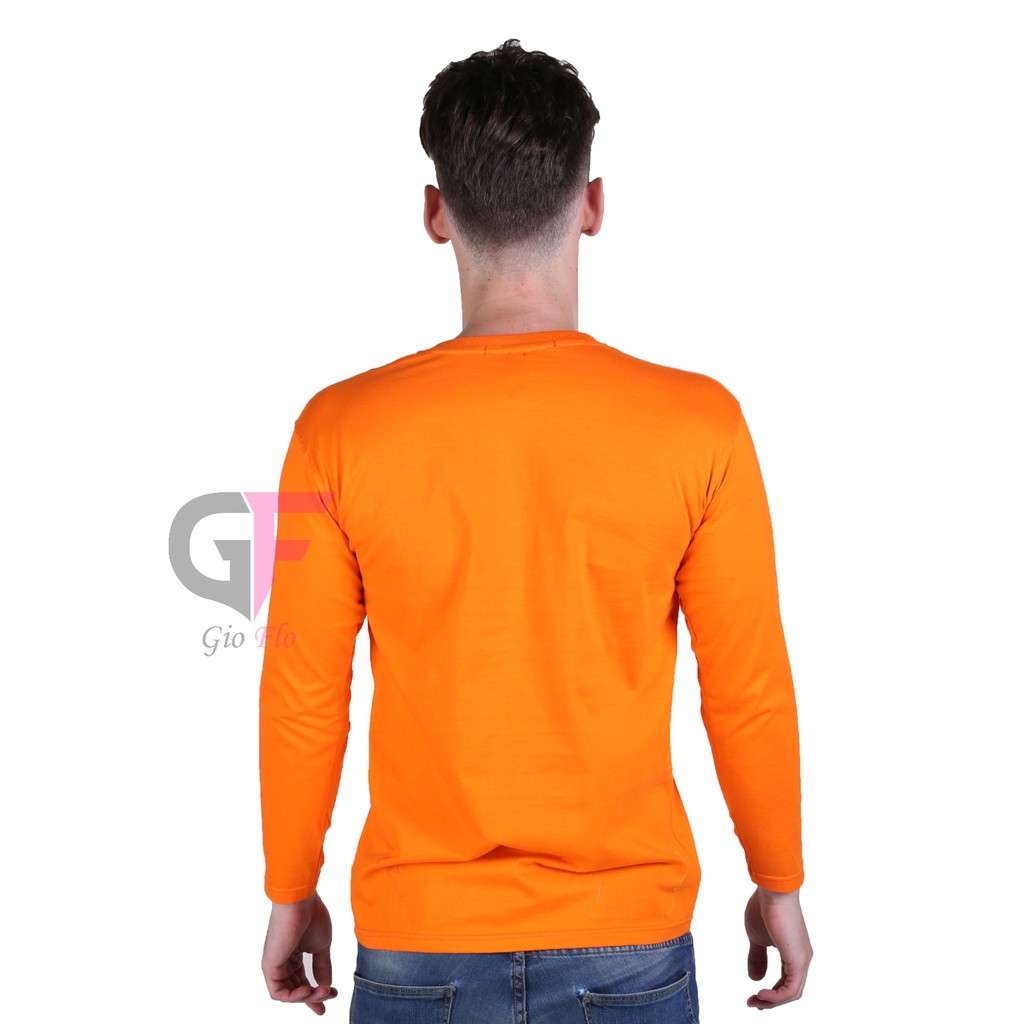 GIOFLO Pakaian Casual Pria Kaos Panjang Polos Orange / PLS 187