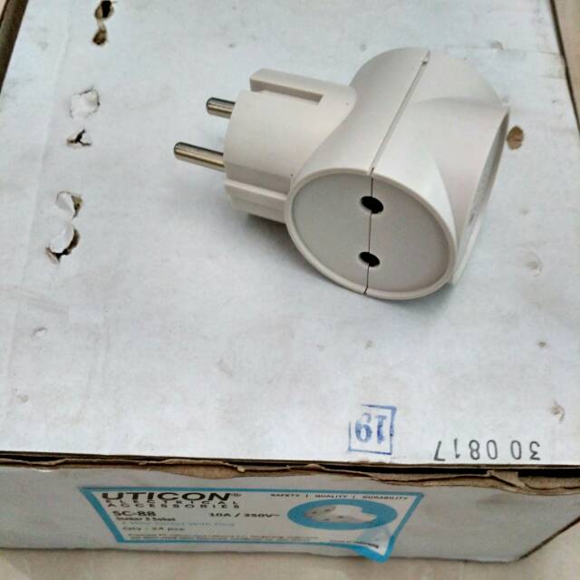 Steker T multi uticon SC-88/ Colokan 3 lubang