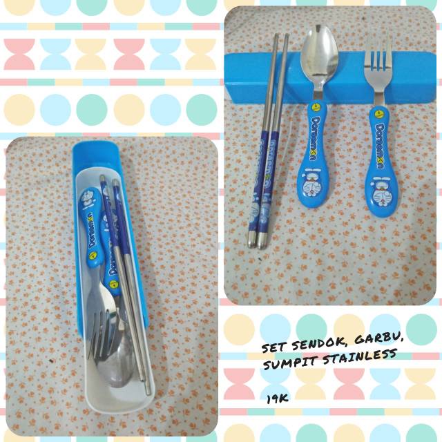 Suplier Set Sendok,  Garpu,  Sumpit Stainless Motif Doraemon ne1lQOMf1OZ3nD