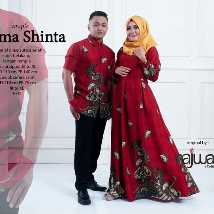 Gamis + Kemeja Batik Rama Shinta Couple ORI Najwa Longdress Maxi