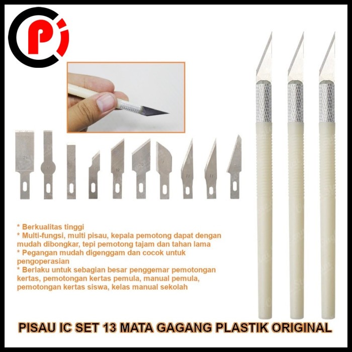 OL Cutter Knife Service IC Ukir Precision Knife Set 13in1 3 Gagang