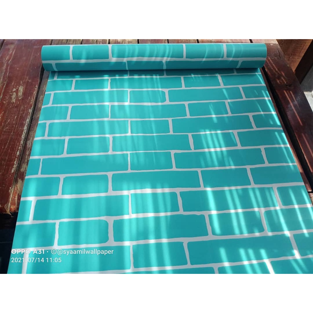 Wallpaper Murah - Wallpaper Dinding Stiker Dinding - Wallpaper Dinding Minimalis - Bata Biru