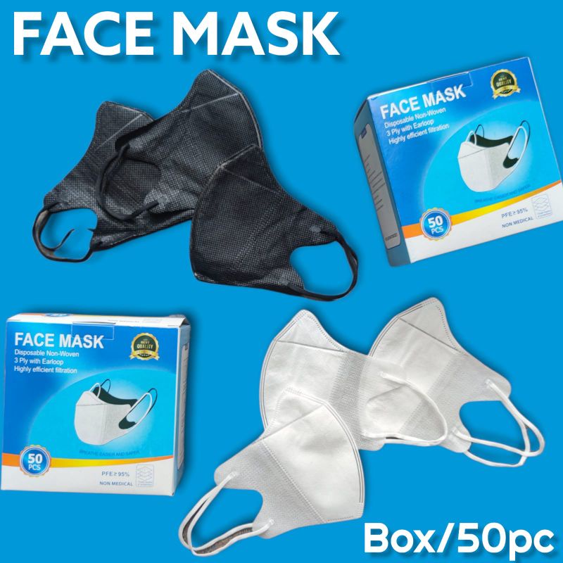 READY STOK DUCKBILL GARIS FACE MASK DUCKBILL FACE MASK PROMO MURAH HITAM BLACK MERK FACE MASK PROMO MURAH BOX PUTIH. FACE MASK PUTIH, HITAM , ABU, GREY