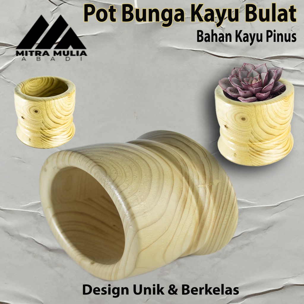 Pot Vast Bunga Kayu Pinus Unik warna Cream