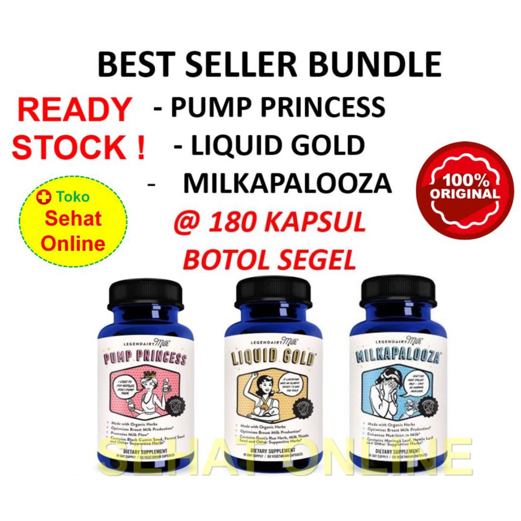 PAKET ASI BOOSTER LEGENDAIRY MILK BEST SELLER BUNDLE PUMP PRINCESS / LIQUID GOLD / MILKAPALOOZA