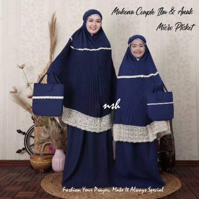 Mukena Couple ibu dan anak Plisket