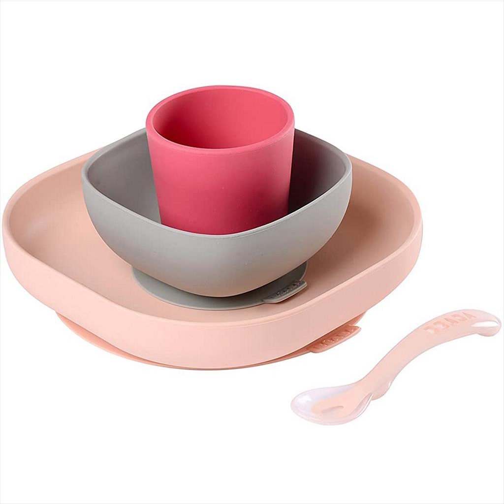 BEABA Silicone Meal Set 4 pcs 122200 Pink Alat Makan Anak