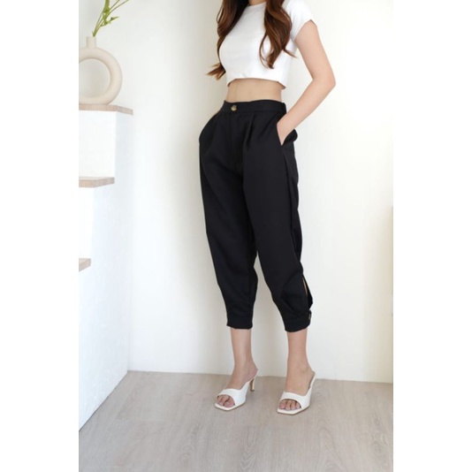 Pants Highwaist Midi Jogger Pants Celana Kantor Celana Kulot Celana