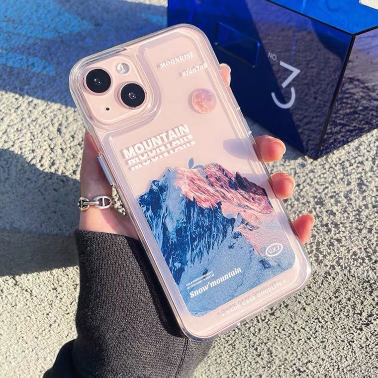 Hard Case Akrilik Motif Pemandangan Gunung Salju Untuk Iphone 13 Pro Max 12 11Pro Xs Max Xr X 8 7 Plus 8P