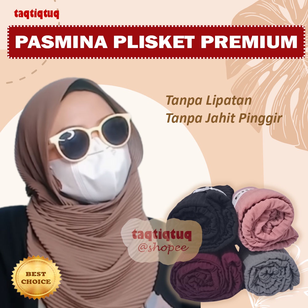 Hijab Pasmina Plisket Premium Full Tanpa Lipatan Dan Jahit Pinggir 172 X 50 Cm Ceruty Baby Pasmina P