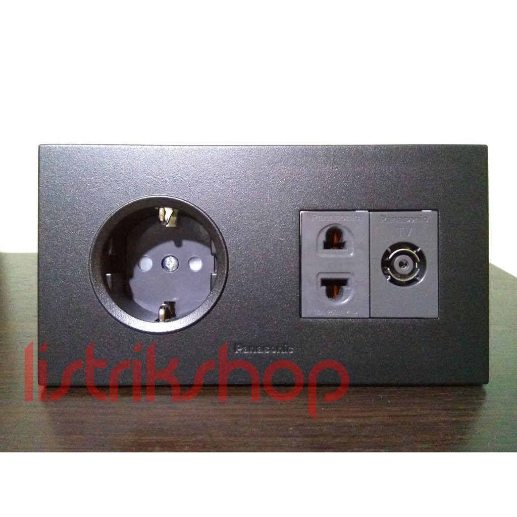 Stop Kontak + Stop Kontak Universal & TV Panasonic Style Black