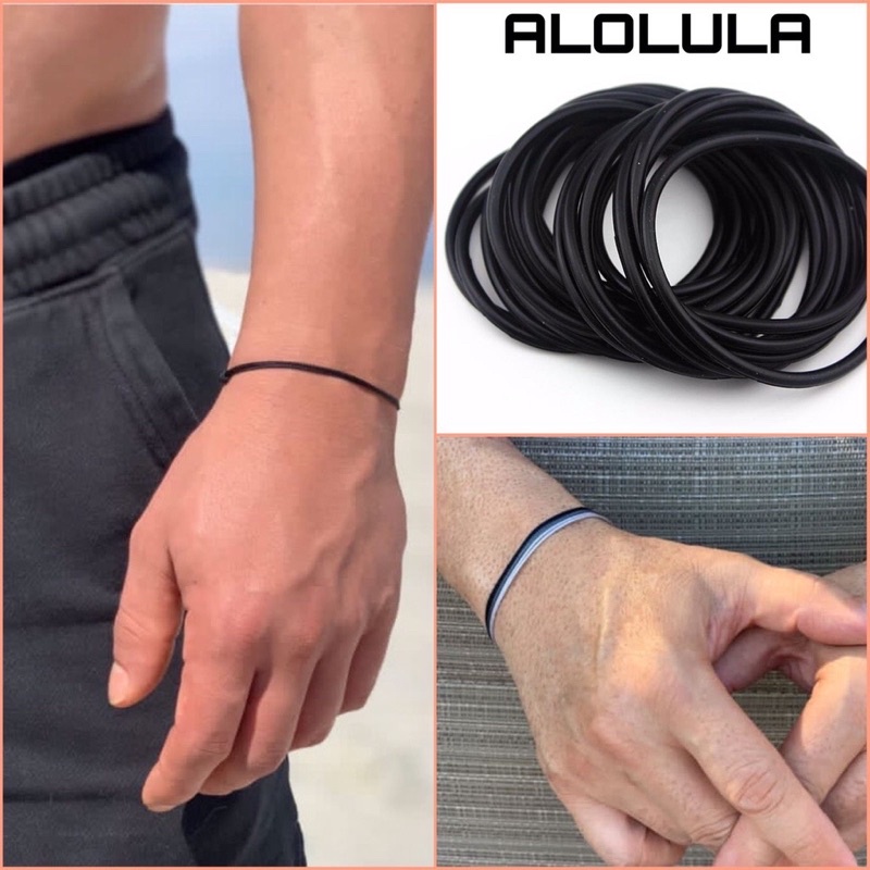 gelang karet hitam pria (unisex) polos accessories pria gelang bracelet hitam black aksesoris korea