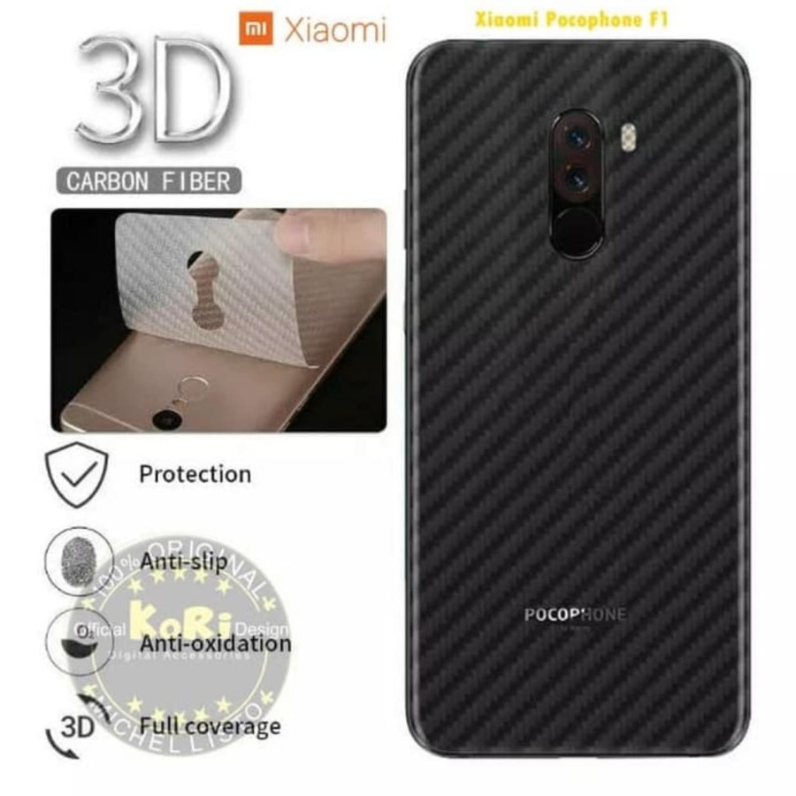 Back skin karbon atau gaskin carbon 3d pocophone f1, anti gores anti jamur anti licin
