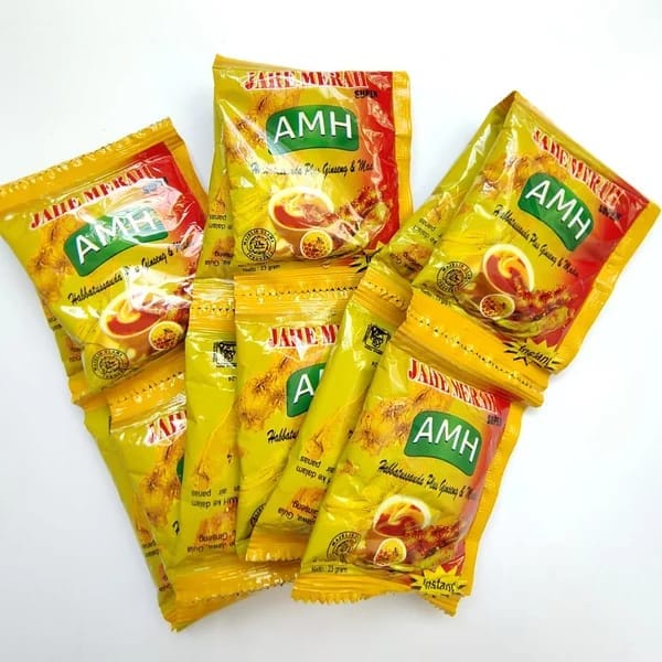 Minuman Bubuk jahe merah super AMH (1 renceng 12 pcs)