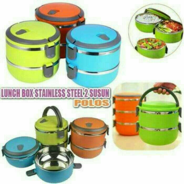 LUNCH BOX RANTANG SUSUN 2 STAINLESS STEEL / KOTAK MAKAN 2 SUSUN