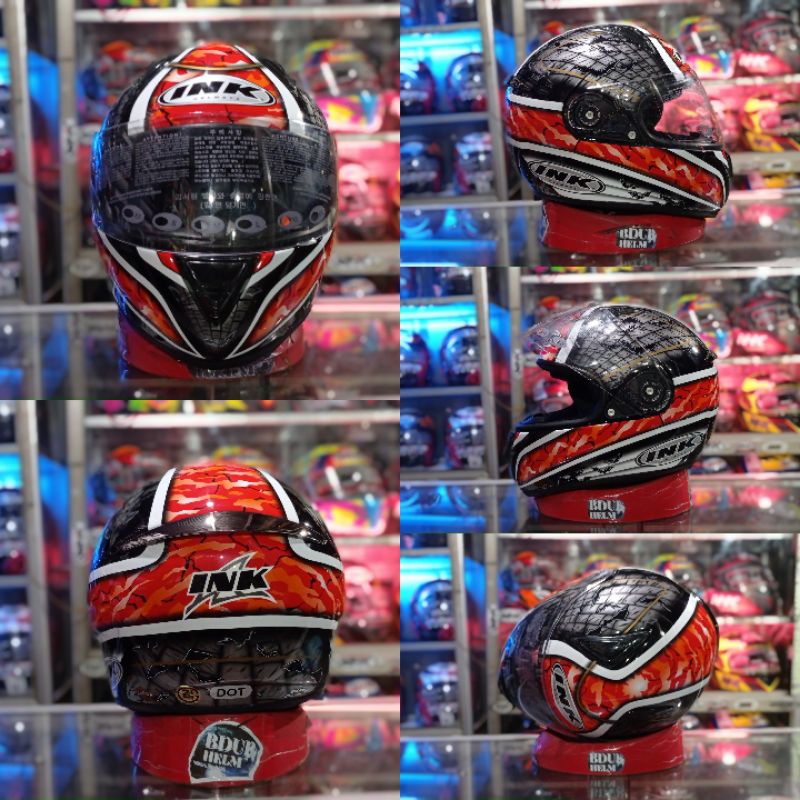 HELM INK CL-MAX NEW MOTIF SOLID SERIES 100% ORIGINAL SNI-DOT-Fusion black red