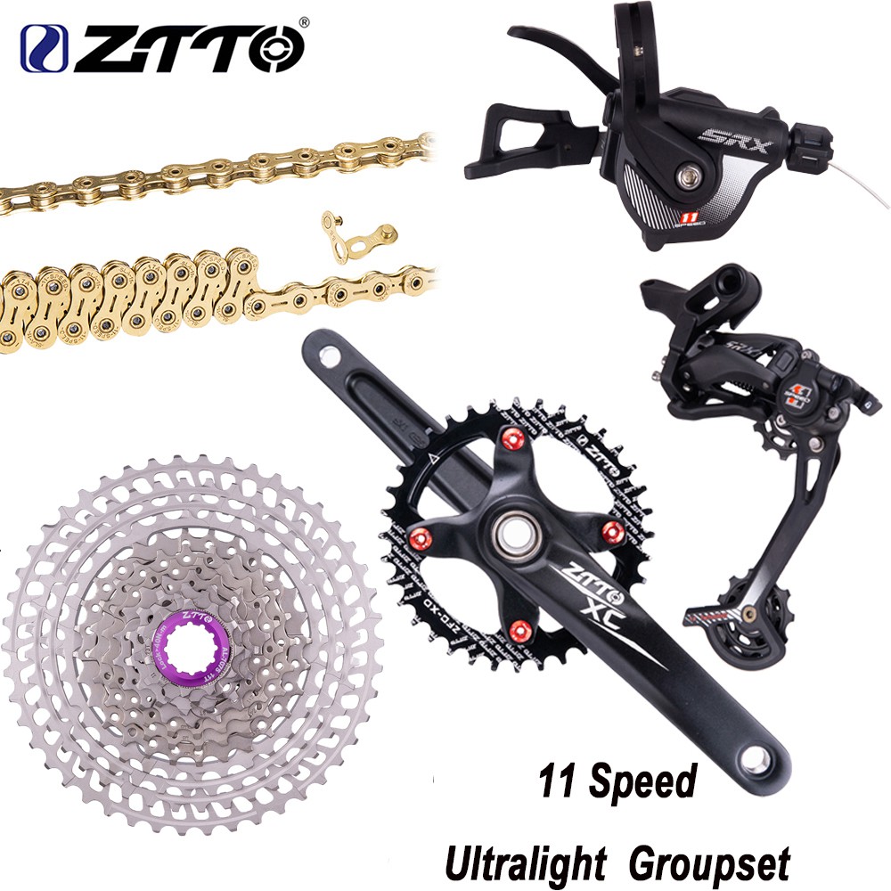 Import ZTTO Ultralight 11 Speed Groupset Derailleur Shifter Crankset Gold Chain 11-46T Silver