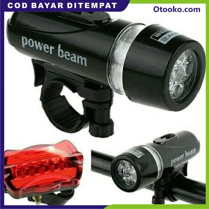 Lampu Sepeda 5 LED Set Paket Depan  Belakang Bike HB618 PowerBeam