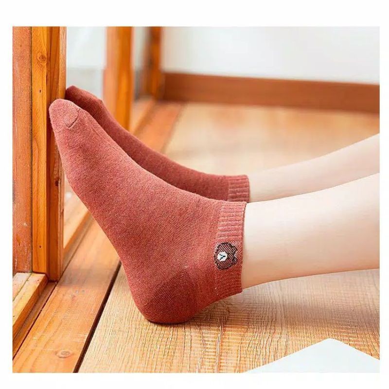 Kaos Kaki Brown Beruang  Fashion Unisex Wanita / Kaos Kaki Semata Kaki