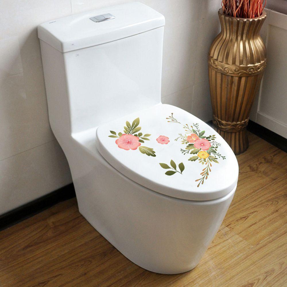 Wonder Floral Toilet Stiker Hadiah Kamar Mandi Ornamen Perekat Diri Dinding Mural