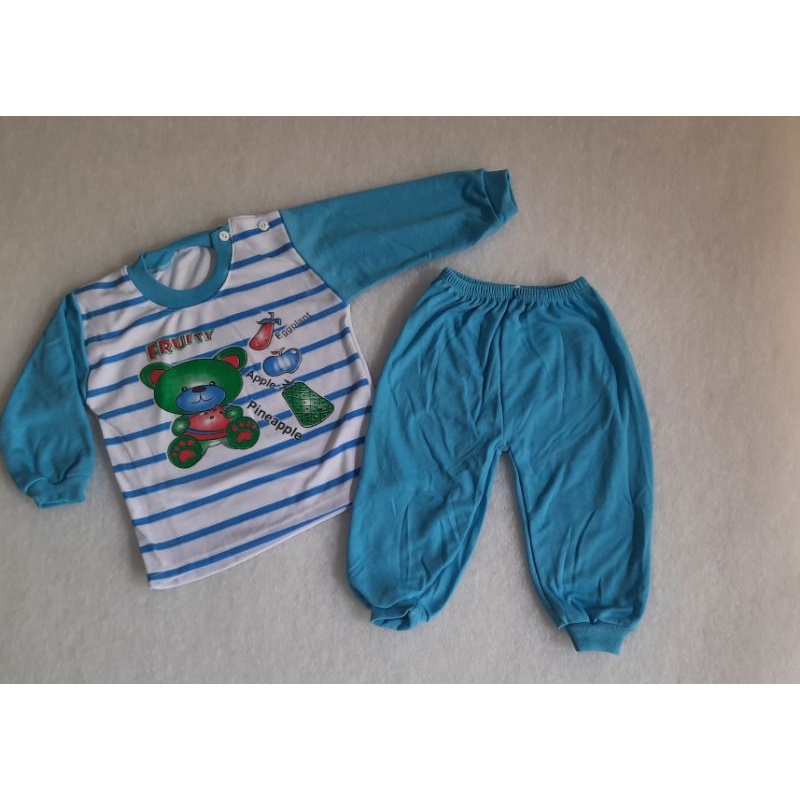 stelan baju bayi 0_8 bulan motif salur karakter