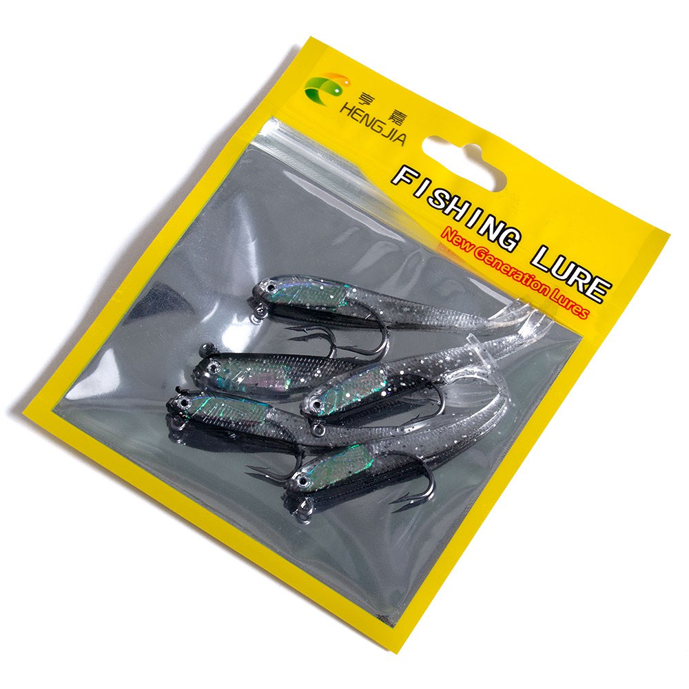 Hnegjia 10PCS/Bag Umpan Pancing Lembut 70mm 5.5g Umpan Silikon Lembut Ikan Kecil Lure Engkol Umpan Tackle