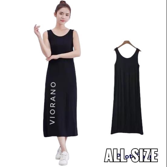 Singlet Terusan Wanita Longdress Panjang Muat Besar XXL Inner Kaos Oblong Untuk Dalaman Gamis / Manset Dalaman Panjang Dress Adem Tanpa Lengan