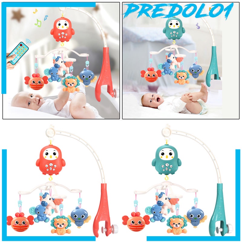 (Predolo1) Mainan Rattle Gantung Dengan Musik + Remote Control Untuk Tempat Tidur Bayi