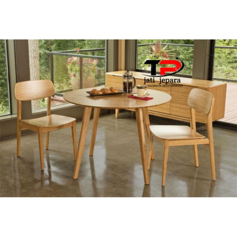 meja makan jati minimalis 2 kursi