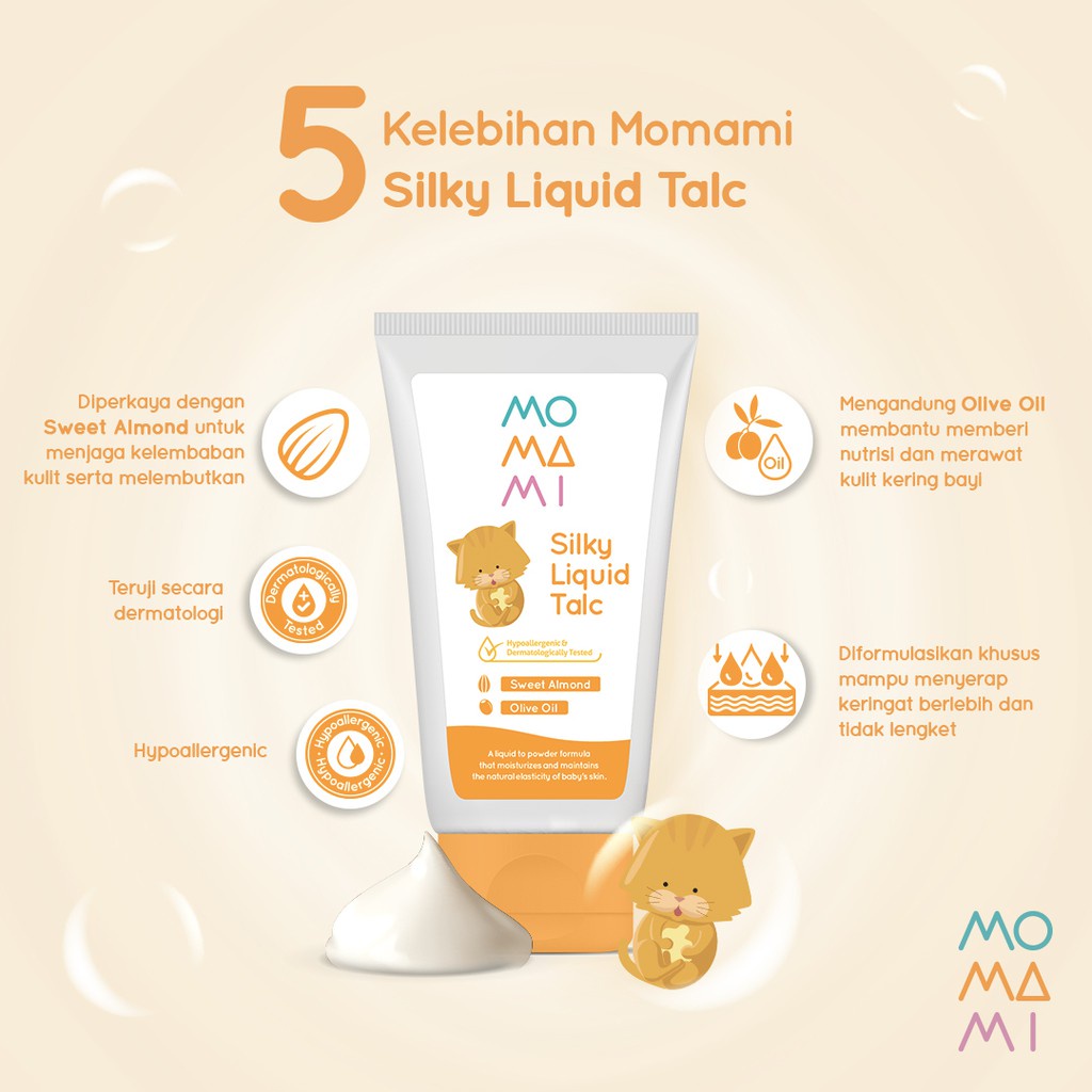 MOMAMI MURAH BABY SILKY LIQUID TALC LOTION &amp; CREAM BAYI BEDAK CAIR BAYI