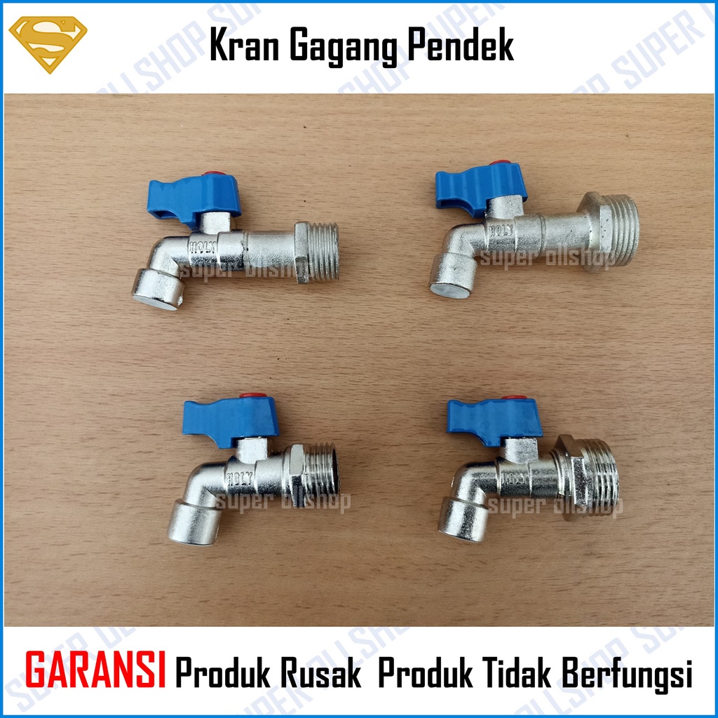 Kran Air Keran Gagang Biru Pendek Model Onda 1/2&quot; 3/4&quot; Inch Kran Tembok Taman Kamar mandi Engkol