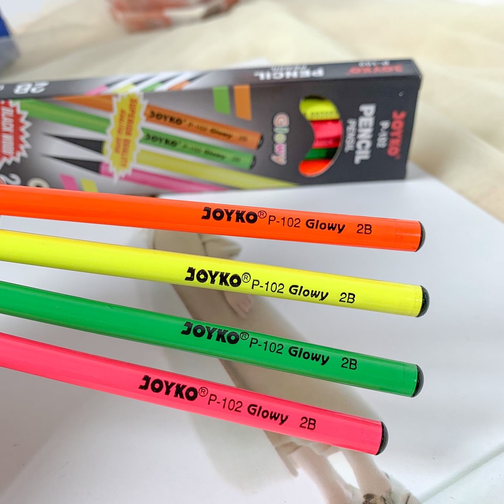 

Pensil Joyko 2B P-102 Glowy alat tulis kantor pena pen stationery neon warna pastel lilac kado unik