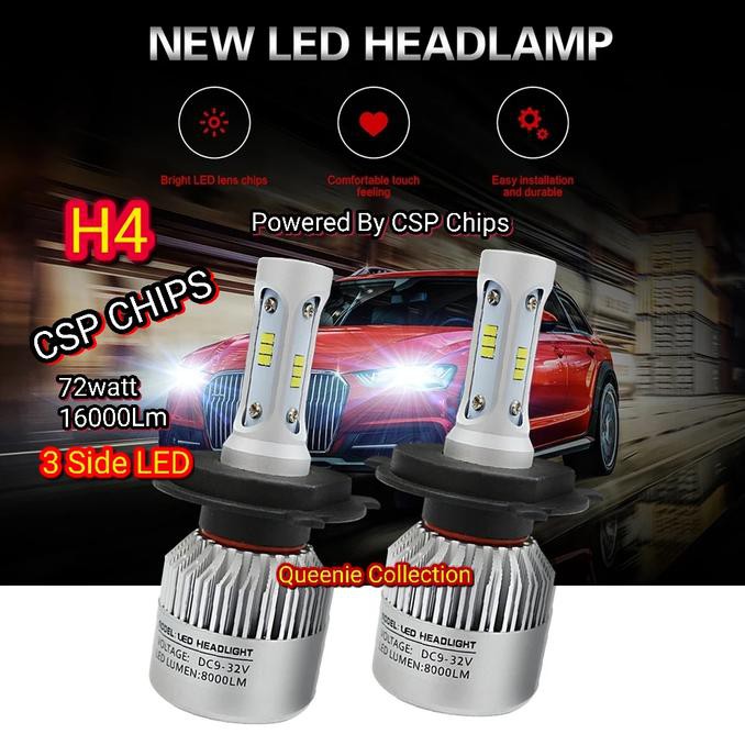 JUAL LAMPU LED MOBIL H4 CSP CHIPS 3 SISI #8