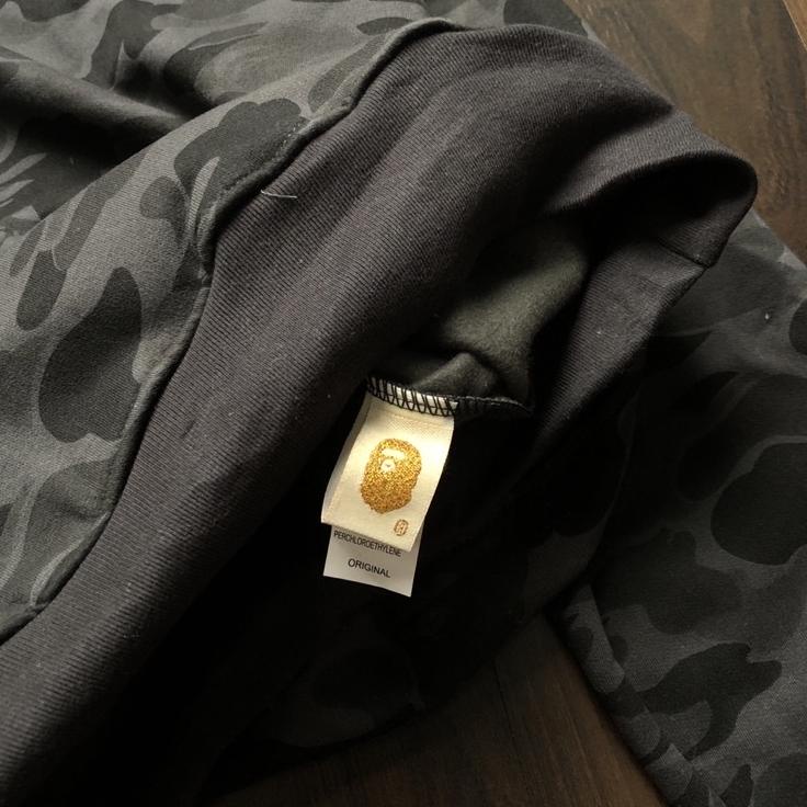 Pesan cepat--Sweater Hoodie BAPE - Logo Basic bordir camo abu Fulltag + Label Mirror pria & Wanita