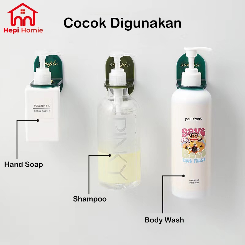 [HH] HANGER GANTUNGAN TEMPELAN DINDING TEMBOK TEMPAT BOTOL SABUN MANDI CAIR &amp; SHAMPOO KAMAR MANDI