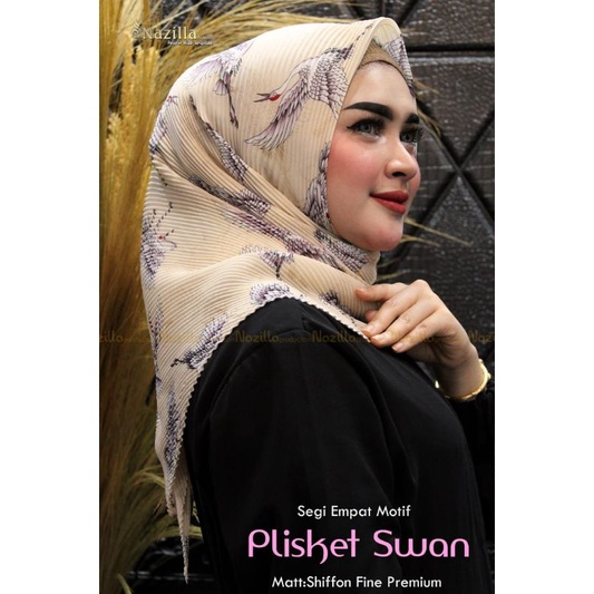 Jilbab Segi Empat Motif Plisket Polycatton Ori Nazilla-Swan coksu