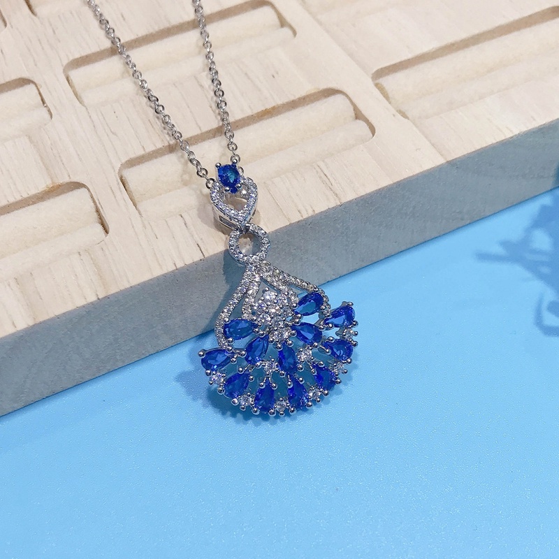 Fancyqube Kalung Silver Hias Liontin Kristal Zircon Bentuk Kipas Balet Gaya Eropa Amerika Untuk Wanita