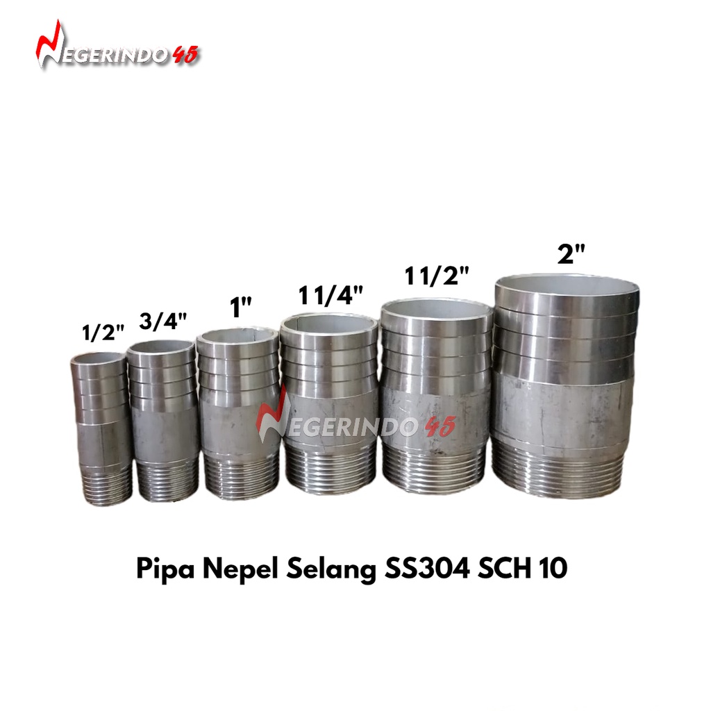 Pipa Nepel Selang SS304 Sch10 1 1/4&quot; / 1 1/2&quot; / 2&quot; / Pipa Selang SS304 Asli Bahan Baru