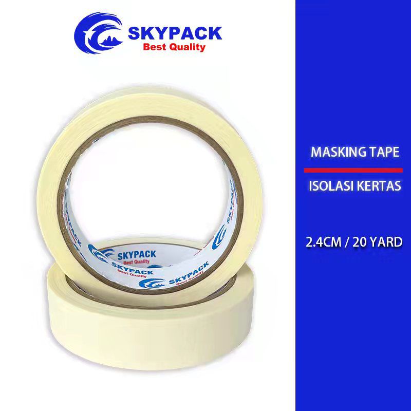 

[SKYPACK 2.4] Masking Tape 2.4cm x 20yard/ Isolasi Kertas 24mmx20y