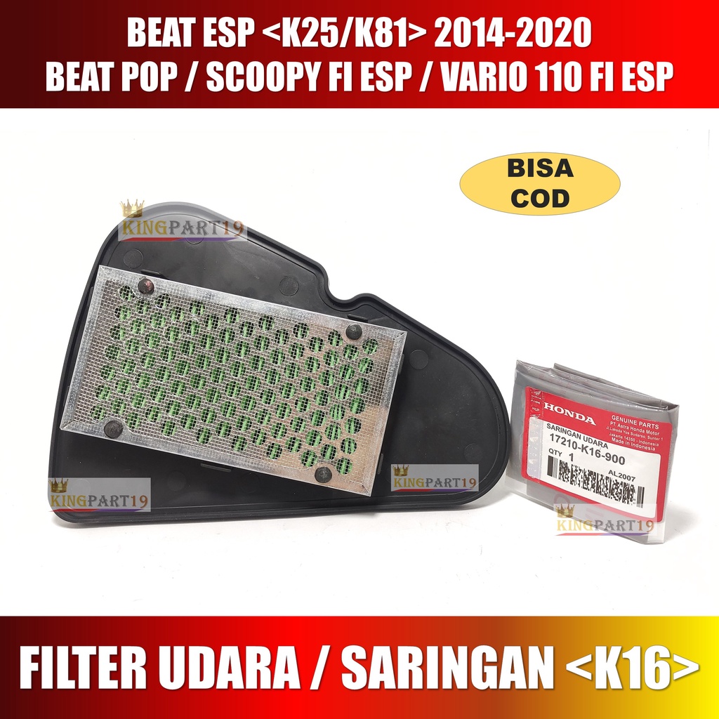 FILTER UDARA SARINGAN HAWA BEAT ESP SCOOPY ESP VARIO 110 LED ESP FILTER UDARA K16