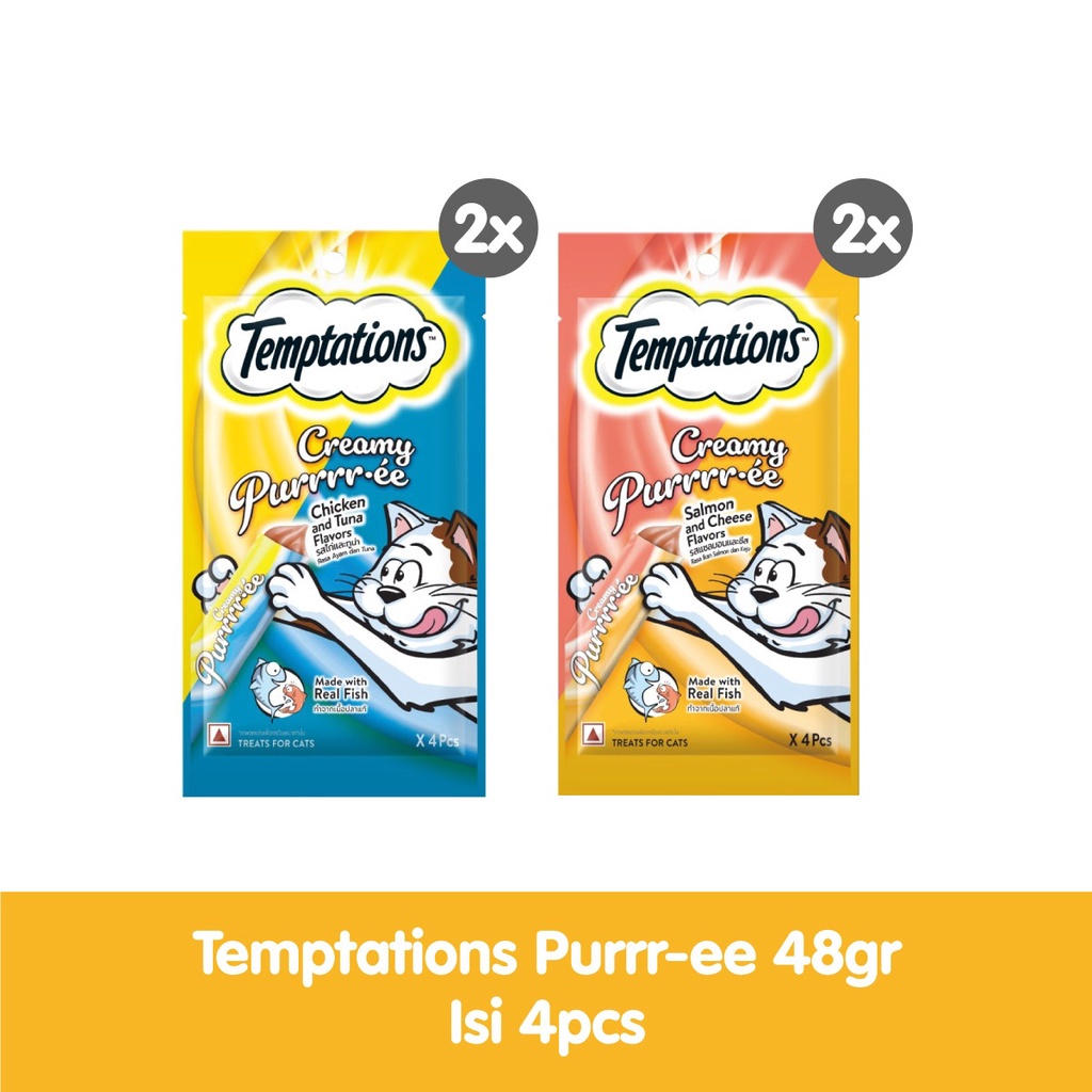 TEMPTATION CREAMY 48GR ALL VARIAN / SNACK KUCING TEMPTATION / SEPERTI MEO CREAMY