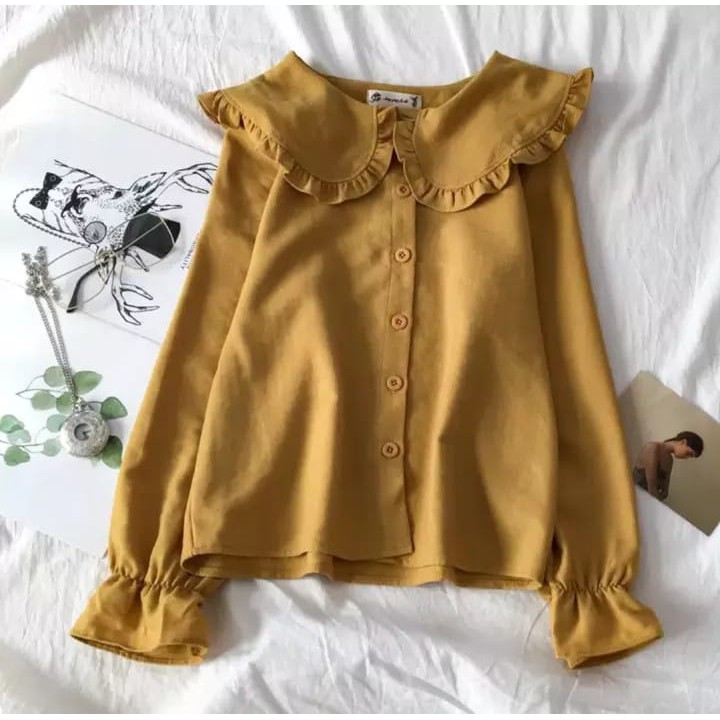 CUCI GUDANG SALE ANDREA BLOUSE | BLOUSE VINO POLKA REMPEL / ATASAN WANITA BLOUSE VINTAGE KOREAN STYLE BLOUSE / korea top blouse