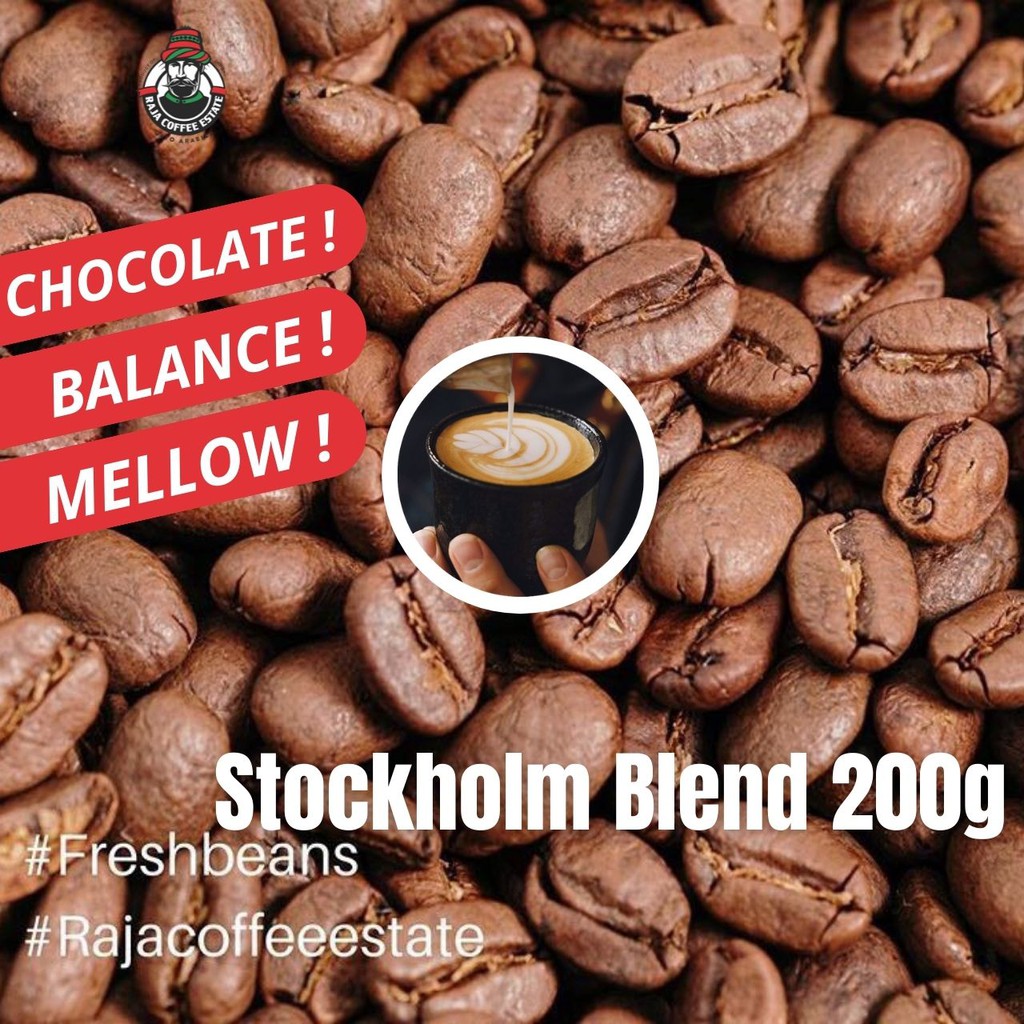 

KOPI ARABIKA 200G RAJA COFFEE ESTATE BIJI BUBUK ACEH GAYO STOCKHOLM BLEND JAMIN FRESH ROAST