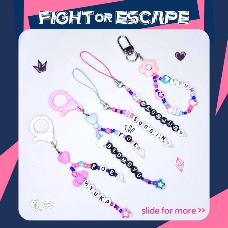 [TXT] Fight or Escape Beads Keychain Gantungan Kunci Kpop TXT FOE Yeonjun Soobin Beomgyu